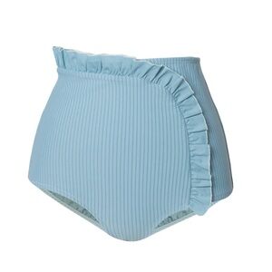 Made by Dawn Ruffled High-Waisted Blue Bikini Bottoms